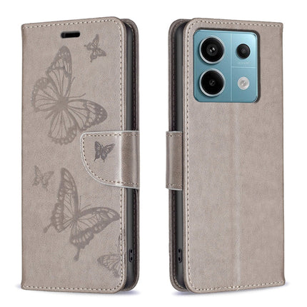 Two Butterflies Embossing Leather Phone Case, For Xiaomi Redmi 13C, For Xiaomi Redmi Note 13 Pro+ 5G, For Xiaomi Redmi Note 13 Pro 5G, For Xiaomi Redmi 12 4G