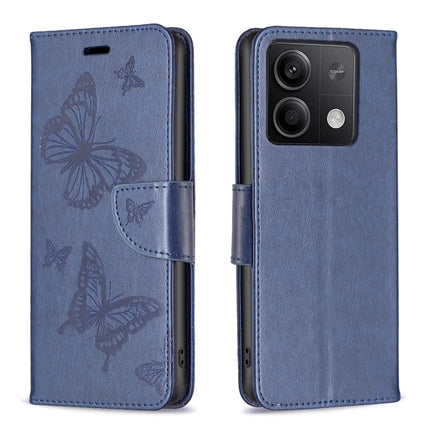 Two Butterflies Embossing Leather Phone Case, For Xiaomi Redmi Note 13 Pro 4G Global, For Xiaomi Poco M6 Pro 4G, For Xiaomi Redmi Note 13 4G Global, For Xiaomi Redmi Note 13