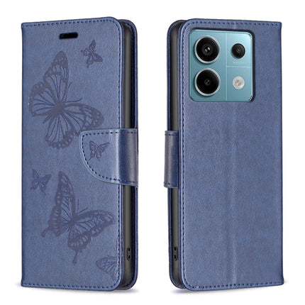 Two Butterflies Embossing Leather Phone Case, For Xiaomi Redmi Note 13 Pro 4G Global, For Xiaomi Poco M6 Pro 4G, For Xiaomi Redmi Note 13 4G Global, For Xiaomi Redmi Note 13
