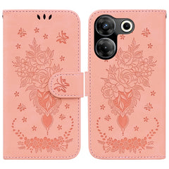 Butterfly Rose Embossed Leather Phone Case, For Tecno Camon 20 Pro 4G, For Tecno Pova 5, For Tecno Spark 10 5G, For Tecno Spark 10 Pro, For Tecno Spark 10 / Spark 10C