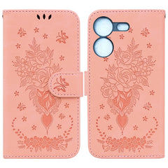 Butterfly Rose Embossed Leather Phone Case, For Tecno Camon 20 Pro 4G, For Tecno Pova 5, For Tecno Spark 10 5G, For Tecno Spark 10 Pro, For Tecno Spark 10 / Spark 10C