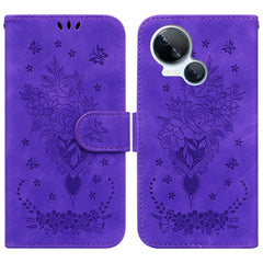 Butterfly Rose Embossed Leather Phone Case, For Tecno Camon 20 Pro 4G, For Tecno Pova 5, For Tecno Spark 10 5G, For Tecno Spark 10 Pro