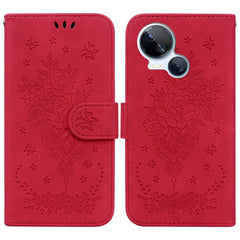 Butterfly Rose Embossed Leather Phone Case, For Tecno Camon 20 Pro 4G, For Tecno Pova 5, For Tecno Spark 10 5G, For Tecno Spark 10 Pro, For Tecno Spark 10 / Spark 10C