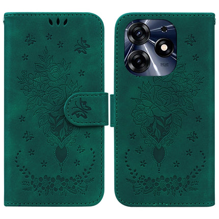 Butterfly Rose Embossed Leather Phone Case, For Tecno Camon 20 Pro 4G, For Tecno Pova 5, For Tecno Spark 10 5G, For Tecno Spark 10 Pro