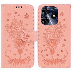 Butterfly Rose Embossed Leather Phone Case, For Tecno Camon 20 Pro 4G, For Tecno Pova 5, For Tecno Spark 10 5G, For Tecno Spark 10 Pro, For Tecno Spark 10 / Spark 10C