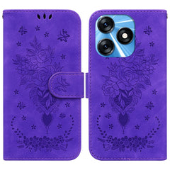 Butterfly Rose Embossed Leather Phone Case, For Tecno Camon 20 Pro 4G, For Tecno Pova 5, For Tecno Spark 10 5G, For Tecno Spark 10 Pro, For Tecno Spark 10 / Spark 10C