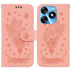 Butterfly Rose Embossed Leather Phone Case, For Tecno Camon 20 Pro 4G, For Tecno Pova 5, For Tecno Spark 10 5G, For Tecno Spark 10 Pro, For Tecno Spark 10 / Spark 10C