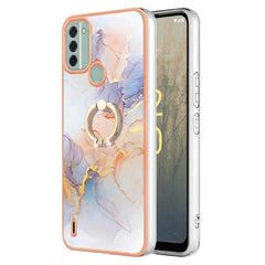 Electroplating IMD TPU Phone Case with Ring, For Nokia C12, For Nokia C31