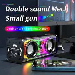 V8 Transparent Mechanical TWS Subwoofer Wireless Bluetooth Speaker, V8