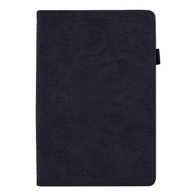 Calf Pattern Double Folding Design Embossed Leather Case with  Holder & Card Slots & Pen Slot &   Elastic Band, For Huawei MatePad T8