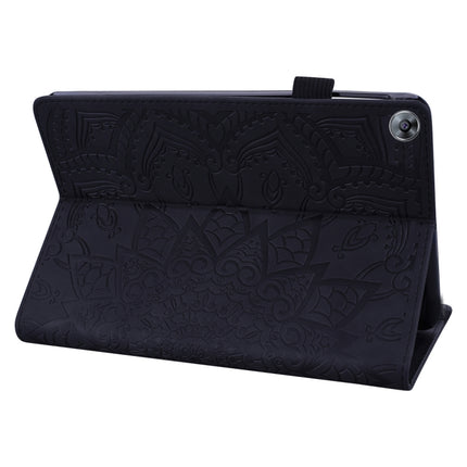 Calf Pattern Double Folding Design Embossed Leather Case with  Holder & Card Slots & Pen Slot &   Elastic Band, For Huawei MatePad T8