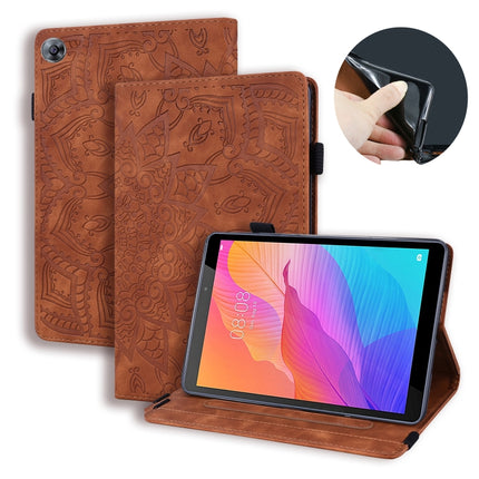 Calf Pattern Double Folding Design Embossed Leather Case with  Holder & Card Slots & Pen Slot &   Elastic Band, For Huawei MatePad T8