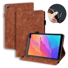 Calf Pattern Double Folding Design Embossed Leather Case with  Holder & Card Slots & Pen Slot &   Elastic Band, For Huawei MatePad T8