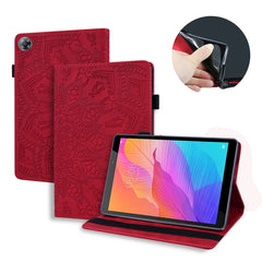 Calf Pattern Double Folding Design Embossed Leather Case with  Holder & Card Slots & Pen Slot &   Elastic Band, For Huawei MatePad T8