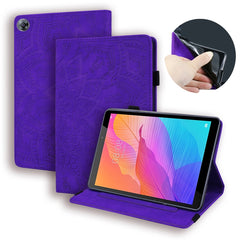 Calf Pattern Double Folding Design Embossed Leather Case with  Holder & Card Slots & Pen Slot &   Elastic Band, For Huawei MatePad T8