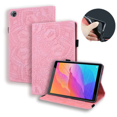 Calf Pattern Double Folding Design Embossed Leather Case with  Holder & Card Slots & Pen Slot &   Elastic Band, For Huawei MatePad T8, For Huawei MediaPad M6 8.4