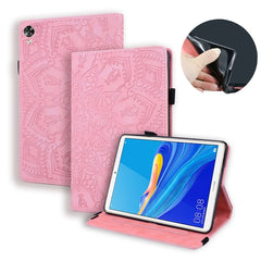 Calf Pattern Double Folding Design Embossed Leather Case with  Holder & Card Slots & Pen Slot &   Elastic Band, For Huawei MatePad T8, For Huawei MediaPad M6 8.4