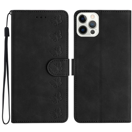 Seven Butterflies Embossed Leather Phone Case, For iPhone Air, For iPhone 16 Pro Max, For iPhone 16 Pro, For iPhone 16 Plus