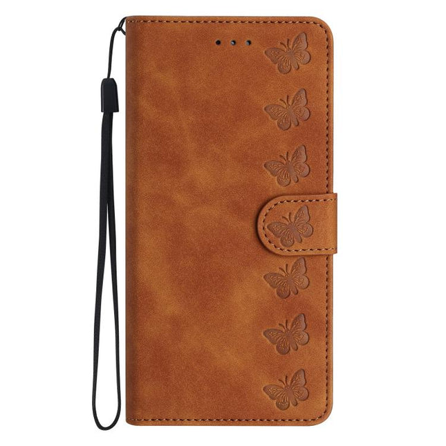 Seven Butterflies Embossed Leather Phone Case, For iPhone 16e / 17e, For iPhone 17 Pro Max, For iPhone 17 Pro, For iPhone 17