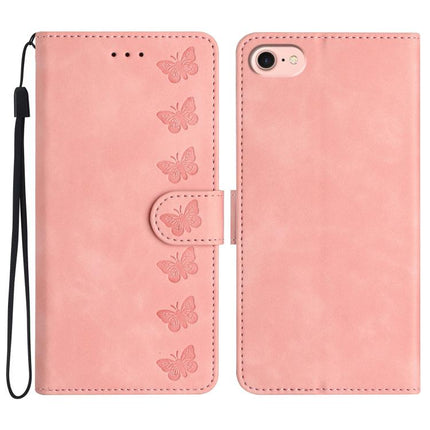 Seven Butterflies Embossed Leather Phone Case, For iPhone 16e / 17e, For iPhone 17 Pro Max, For iPhone 17 Pro, For iPhone 17