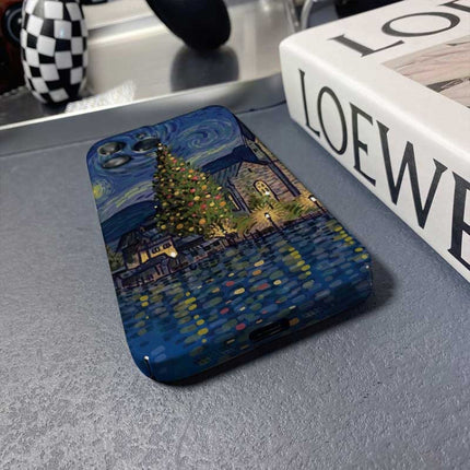 Precise Hole Oil Painting Pattern PC Phone Case, For iPhone 13 Pro, For iPhone 13