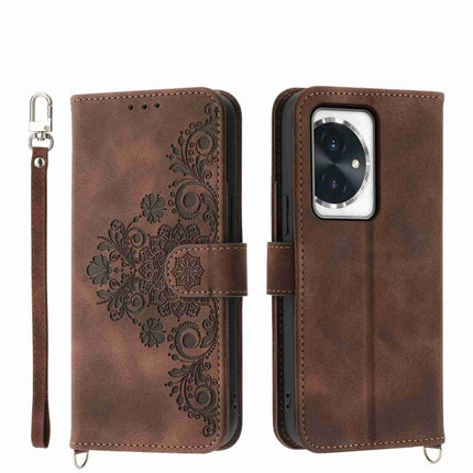 Skin Feel Flowers Embossed Wallet Leather Phone Case, For Honor X8b, For Honor 100 Pro, For Honor 100, For Honor X9b
