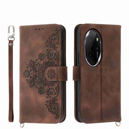 Skin Feel Flowers Embossed Wallet Leather Phone Case, For Honor X8b, For Honor 100 Pro, For Honor 100, For Honor X9b