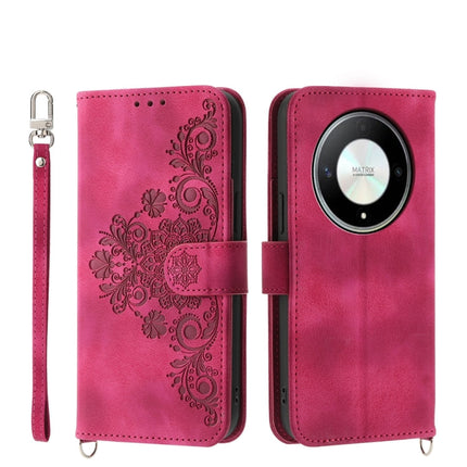 Skin Feel Flowers Embossed Wallet Leather Phone Case, For Honor X8b, For Honor 100 Pro, For Honor 100, For Honor X9b