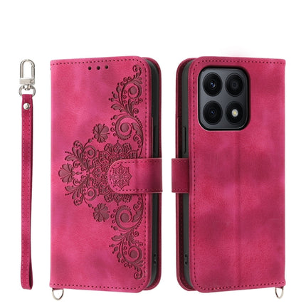 Skin Feel Flowers Embossed Wallet Leather Phone Case, For Honor X8b, For Honor 100 Pro, For Honor 100, For Honor X9b