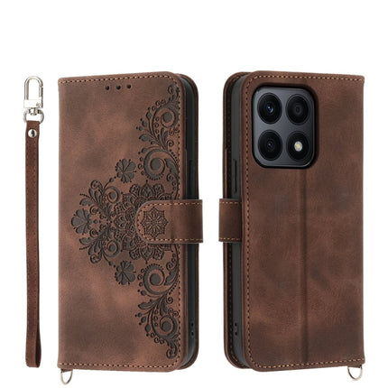 Skin Feel Flowers Embossed Wallet Leather Phone Case, For Honor X8b, For Honor 100 Pro, For Honor 100, For Honor X9b