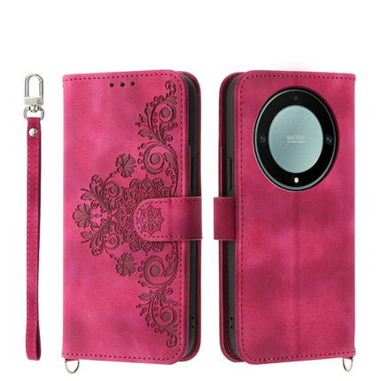 Skin Feel Flowers Embossed Wallet Leather Phone Case, For Honor X9d 5G / X70 5G, For Honor X6c 4G / X5b / X5b Plus, For Honor 400 Pro Global 160.8mm, For Honor 400 Lite Global