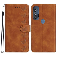 Seven Butterflies Embossed Leather Phone Case, For Motorola Moto G9, For Motorola Moto E 2020, For Motorola Edge+ 2020, For Motorola Moto G8 Play