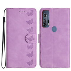 Seven Butterflies Embossed Leather Phone Case, For Motorola Moto G9, For Motorola Moto E 2020, For Motorola Edge+ 2020, For Motorola Moto G8 Play