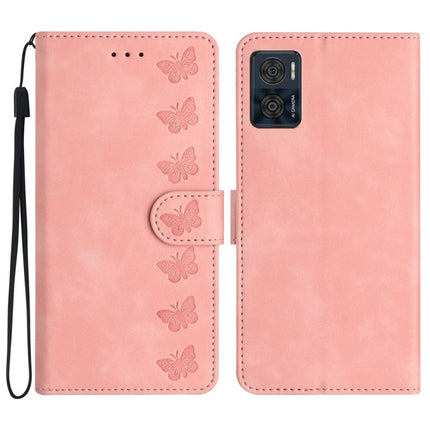 Seven Butterflies Embossed Leather Phone Case, For Motorola Moto G73, For Motorola Moto E22, For Motorola Moto G42, For Motorola Moto G62