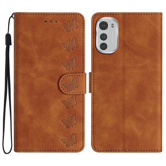 Seven Butterflies Embossed Leather Phone Case, For Motorola Moto E32, For Motorola Moto G52, For Motorola Moto G22, For Motorola Moto E20