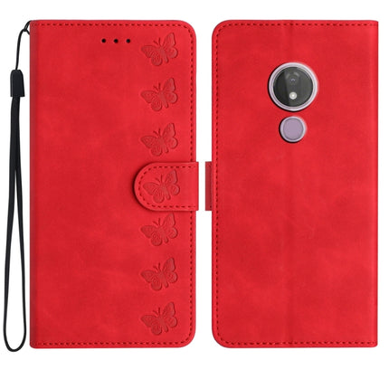 Seven Butterflies Embossed Leather Phone Case, For Motorola One Action, For Motorola Moto E6 Play, For Motorola Moto G7 Power