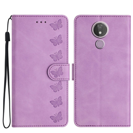 Seven Butterflies Embossed Leather Phone Case, For Motorola One Action, For Motorola Moto E6 Play, For Motorola Moto G7 Power