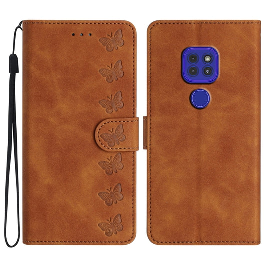 Seven Butterflies Embossed Leather Phone Case, For Motorola Moto G9, For Motorola Moto E 2020, For Motorola Edge+ 2020, For Motorola Moto G8 Play