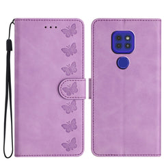 Seven Butterflies Embossed Leather Phone Case, For Motorola Moto G9, For Motorola Moto E 2020, For Motorola Edge+ 2020, For Motorola Moto G8 Play