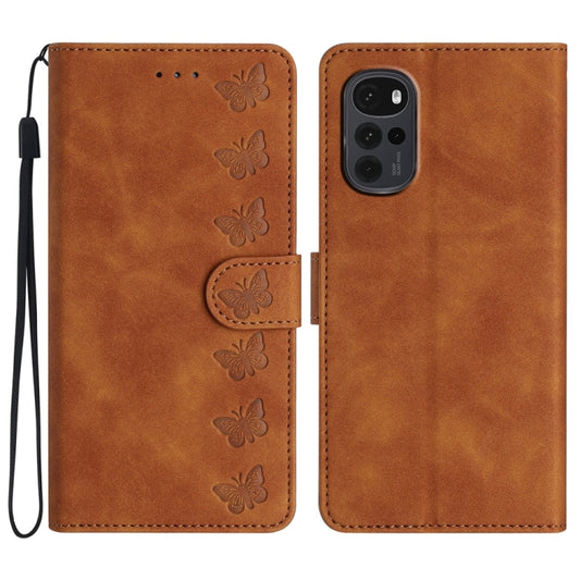 Seven Butterflies Embossed Leather Phone Case, For Motorola Moto G22, For Motorola Moto E20, For Motorola Moto G31, For Motorola Moto G60, For Motorola Moto G10