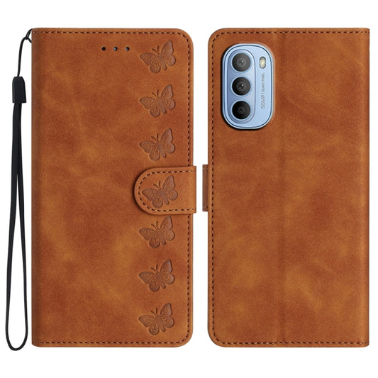 Seven Butterflies Embossed Leather Phone Case, For Motorola Moto G31, For Motorola Moto G60, For Motorola Moto G10, For Motorola Moto G50