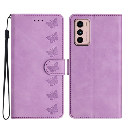 Seven Butterflies Embossed Leather Phone Case, For Motorola Moto G73, For Motorola Moto E22, For Motorola Moto G42, For Motorola Moto G62