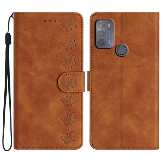 Seven Butterflies Embossed Leather Phone Case, For Motorola Moto G50, For Motorola Moto G9, For Motorola Moto E 2020, For Motorola Edge+ 2020, For Motorola Moto G8 Play