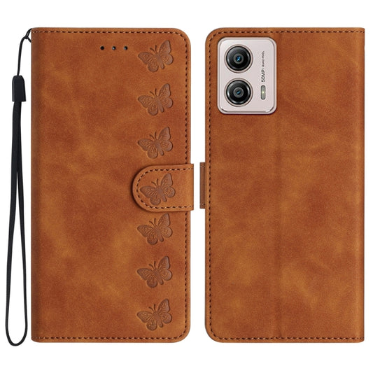 Seven Butterflies Embossed Leather Phone Case, For Motorola Moto G73, For Motorola Moto E22, For Motorola Moto G42, For Motorola Moto G62
