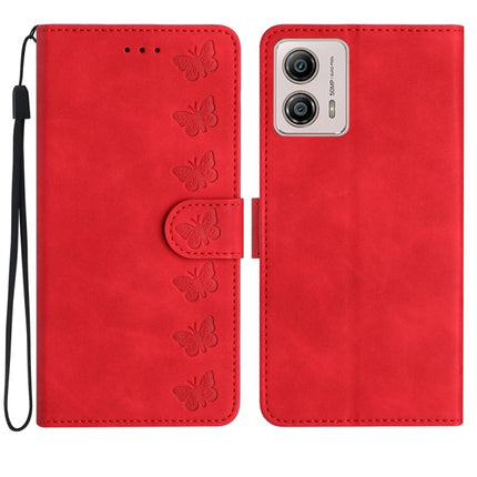 Seven Butterflies Embossed Leather Phone Case, For Motorola Moto G73, For Motorola Moto E22, For Motorola Moto G42, For Motorola Moto G62