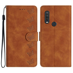 Seven Butterflies Embossed Leather Phone Case, For Motorola One Action, For Motorola Moto E6 Play, For Motorola Moto G7 Power