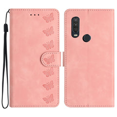 Seven Butterflies Embossed Leather Phone Case, For Motorola One Action, For Motorola Moto E6 Play, For Motorola Moto G7 Power