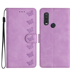 Seven Butterflies Embossed Leather Phone Case, For Motorola One Action, For Motorola Moto E6 Play, For Motorola Moto G7 Power