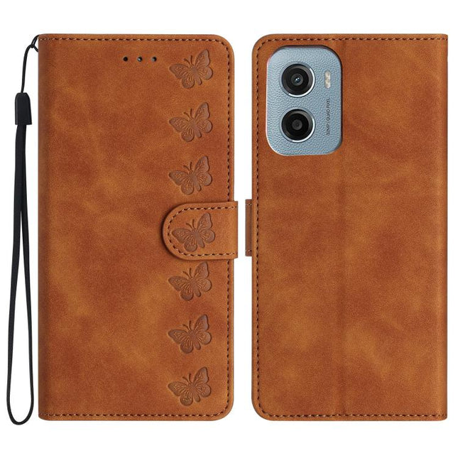 Seven Butterflies Embossed Leather Phone Case, For Motorola Moto E15, For Motorola Moto G05, For Motorola Moto G15, For Motorola Edge 50 5G