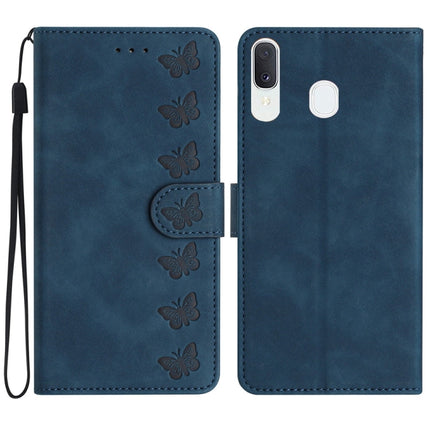 Seven Butterflies Embossed Leather Phone Case, For Samsung Galaxy S24 5G, For Samsung Galaxy A20e, For Samsung Galaxy A20s, For Samsung Galaxy A22 4G